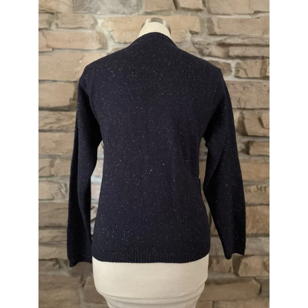 Dressbarn Women’s Sweater Size S Zip Front Cardigan Navy Beige Fall - Picture 3 of 5